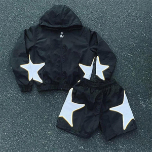 Conjunto de Sudadera con Capucha y Pantalones Cortos de Nailon Personalizado, Traje Deportivo Ligero Cortavientos, Ropa Deportiva Transpirable, OEM - Product Image 2