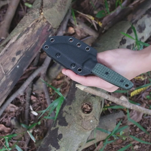 Cuchillos de hoja fija con mango verde texturizado y clip para funda de cinturón negro para camping, senderismo, uso diario y tareas de campo. - Product Image 6