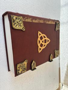 Hard Cover Leather Journal with Antique Brass Embellishments, Metal Clasp <b>Lock</b>, Handmade Paper Vintage <b>Diary</b> Notebook - Product Image 2