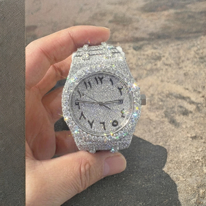 Premium Hip Hop Bust Down <b>Watch</b> <b>Skeleton</b> Dial Fully Diamond Luxury Men's Wristwatch - Product Image 6