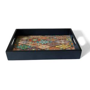 Bandeja de Servicio de Calidad Lujosa para Decoración, Bandejas Rectangulares de Madera con Adhesivo Impreso, Decoración para Servir - Product Image 4