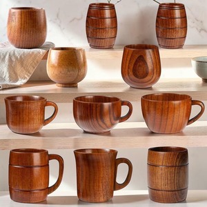 Wholesale Handmade Wooden Tea <b>Cup</b> with Handle Natural Wood Coffee Juice Milk Mug <b>Camping</b> <b>Cups</b> - Product Image 6