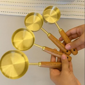 Luxury Copper Measuring Cups Set with Wooden Handle for Baking Kitchen <b>Tools</b> Bulk Wholesale Custom Logo Export Quality Supplier - Product Image 6