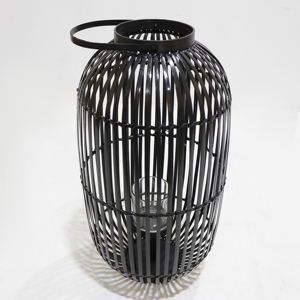Portavelas cilíndrico de bambú negro, duradero, para decoración del hogar - Product Image 3