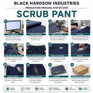 กางเกงสครับยูนิเซ็กซ์ Sales Blackhardson ผ้าโพลีคอตตอนยืด 180 GSM สีพีช ดีไซน์กระเป๋าคาร์โก้ ปักลายตามสั่ง - Product Image 4