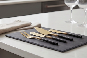 Stainless Steel <b>Cheese</b> <b>Knife</b> <b>Set</b> With Gold Finish And Black Handles Durable <b>Cheese</b> Tools For Serving Use And Hotel Use - Product Image 3