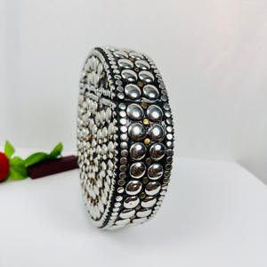 Indian Ethnic Style Party Purse <b>Clutch</b> Silver Stone <b>Clutch</b> <b>Bag</b> Women's Evening Purse Indian Metal Sculpture Handmade Mosaic OEM - Product Image 5