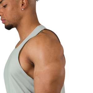 Camiseta sin mangas plateada para hombre, transpirable, de malla, ajustada, para gimnasio, entrenamiento, fitness, deportes, OEM, al por mayor - Product Image 4