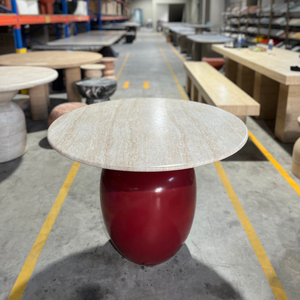 Modern Round GFRC <b>Top</b> <b>Dining</b> <b>Table</b> Red Glossy Base Eco-Friendly Durable Stable Structure Home <b>Dining</b> Room Furniture for Entry - Product Image 4