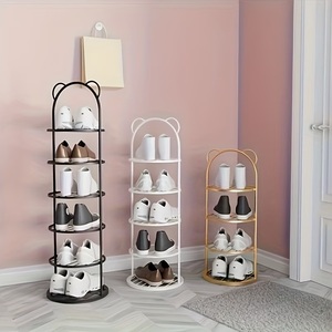 Elegant Gold <b>Shoe</b> Rack Three Tier Organizer <b>Compact</b> Space Saving Design Sturdy Frame Modern Entryway <b>Storage</b> Solution - Product Image 6