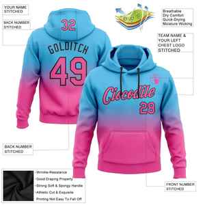 Sweat-shirt personnalisé rose et bleu pour homme avec nom et numéro, design par sublimation, respirant, tricoté, décontracté, pour l'automne - Product Image 5