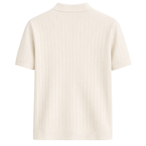 Polo de punto de algodón a rayas para hombre, manga corta, textura acanalada premium, corte ajustado, informal, elegante, para verano, transpirable, al por mayor - Product Image 3