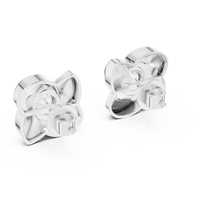 <b>Moissanite</b> Stud <b>Earrings</b> Brilliant Cut Flower Shape Gold Plated 925 Silver Bezel Setting Women's Luxury Classic Wedding Jewelry - Product Image 4