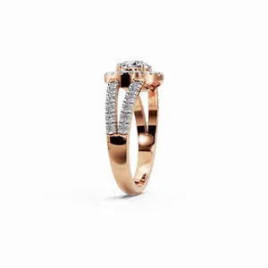 Anillo de Diamantes Cultivados en Laboratorio con Diseño de Halo Celestial, Juego de 47 Piezas, Corte Brillante Redondo, Oro Rosa de 18K, Lujoso, para Mujer, Certificado IGI - Product Image 5