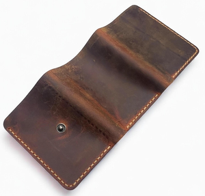 MAKUM INTERNATIONAL <b>Tri</b> <b>Fold</b> Genuine Leather <b>Wallet</b> <b>for</b> <b>Men</b> Brown Folded Design with Snap Button Closure Customized Capacity - Product Image 1