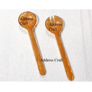 Ensemble de couverts à salade en résine à motif tourbillon, ensemble de cuillères et de fourchettes à salade de qualité supérieure, ustensiles de cuisine en résine, style vintage, outils à salade - Product Image 1