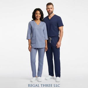 ชุดยูนิฟอร์มโรงพยาบาลแบบ unisex กางเกงสครับทรงจ็อกเกอร์ เสื้อคอวีแขนสั้น ชุดแพทย์พยาบาล - Product Image 1
