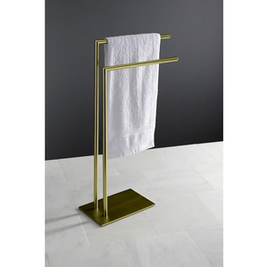 Porte-serviettes et couvertures autoportant en fer, style vintage, avec décor en bronze et étagère de rangement inférieure, accessoire de salle de bain - Product Image 6