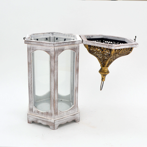 Farol Colgante Grande de Madera y Vidrio, Ecológico, Rústico Vintage, con Impresión Tipográfica, Tamaño Personalizable, Marca Multi-Craft - Product Image 3