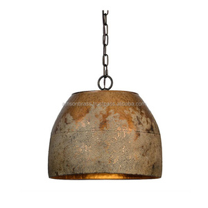 Outside Brown & Inside Golden Finishes Hammered Pendant <b>Light</b> - Product Image 6