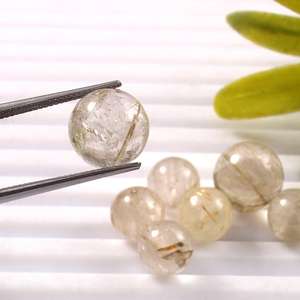 Lote al por mayor de esferas redondas lisas de cuarzo rutilado dorado natural de 10 mm, piedras preciosas sueltas para la fabricación de joyas. - Product Image 3