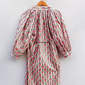 Beautiful floral Cotton Block Printed dress Dress For Casual wear Hand Block Printed Dress - Product Image 4