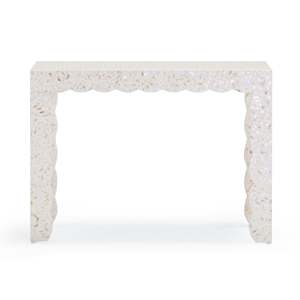 Mother Of Pearl <b>Console</b> <b>Table</b> Capiz Shell Mosaic Entryway Desk <b>Narrow</b> Accent MOP Furniture For Living Room Bedroom Home Decor - Product Image 2
