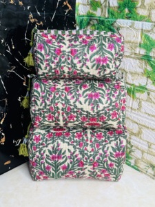 Ensemble de trousses de maquillage matelassées légères faites à la main avec fermeture éclair, en coton à imprimé floral, sac cosmétique de voyage, organiseur de toilette, magnifique cadeau - Product Image 5