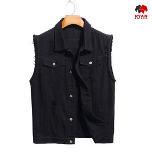 Ryan Pro Gear Gilet en jean sans manches unisexe à capuche, design personnalisé, écologique, tendance, avec logo personnalisé - Product Image 5