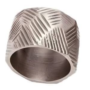 Anneau de serviette texturé doré avec rainures géométriques, élégant accessoire de table en acier inoxydable pour mariages, fêtes et dîners raffinés - Product Image 4