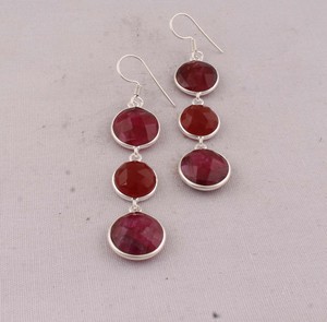 Natural <b>Red</b> Onyx Gemstone <b>Earrings</b> 925 Sterling Silver Handmade Jewelry Wholesale Manufacturer Vintage <b>Drop</b> Dangle <b>Earrings</b> - Product Image 2