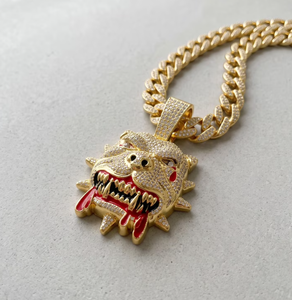 Gold Tone Animal Head <b>Pendant</b> <b>Necklace</b> Rhinestone Charm Chain <b>Necklace</b> Hip Hop Fashion Jewelry <b>for</b> <b>Men</b> - Product Image 3