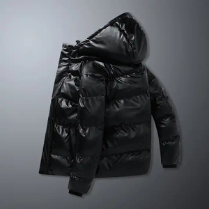 Chaqueta de Invierno Talla Grande, Impermeable, con Cierre, Forro de Lana, Capucha, Gruesa, Cálida, para Camping y Actividades al Aire Libre, Larga - Product Image 2