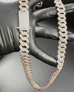 Cadena Cubana Iced Out de Plata de Ley 925 con Baño de Rodio y Moissanita VVS, Collar Cubano Miami, Joyería Hip Hop - Product Image 1