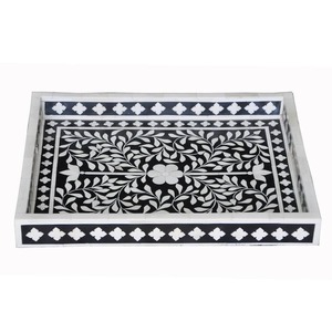 Bandeja Premium Hecha a Mano con Incrustaciones de Hueso para Decoración del Hogar, Servir, Mesa de Centro, Comedor, Regalo, Ecológica, Diseño Elegante - Product Image 6