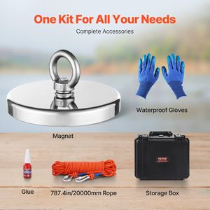 Kit Magnete da Pesca Monofacciale da 900 kg con Forza di Trazione e Moschettone per Applicazioni di Sollevamento e Pesca - Product Image 3