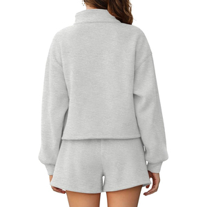 Conjunto de Sudadera con Capucha y Pantalones Cortos para Mujer, 100% Algodón, Personalizado al por Mayor, Conjunto de Dos Piezas - Product Image 6