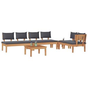 Conjunto de 5 Bancos de Jardín Marrones y Grises con Almacenamiento para Cojines, Colección de Muebles Elegantes para Exteriores - Product Image 3