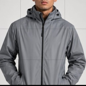 Veste coupe-vent à capuche pour homme, grise, légère, zippée, décontractée, pour l'extérieur, saison automne, en polyester - Product Image 4