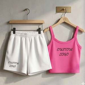 Women's Lightweight Knit Two-Piece Ensemble <b>Square</b> Neck Crop Top and Shorts Ladies Casual Summer Co-Ord Outfit <b>Square</b> Neck - Product Image 1