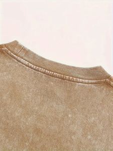 100% coton éponge décontracté à manches courtes col rond T-Shirts couleurs unies respirant coupe ample été Premium activités de plein air - Product Image 4