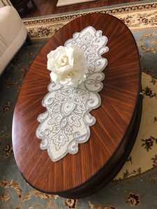 Chemin de table brodé floral en coton, décoration classique pour la maison - Product Image 2