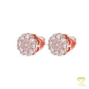 Élégantes boucles d'oreilles clous en argent sterling 925 plaqué or avec grappe de diamants de laboratoire, bijoux étincelants - Product Image 5