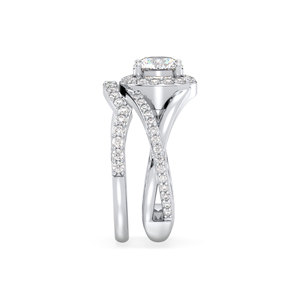 Bague de fiançailles REYES en or massif 14 carats avec diamant de laboratoire taille ronde de 1,76 carat, double bande, certifiée IGI - Product Image 5