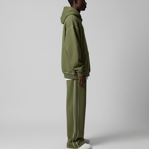 Sweat-shirt à capuche et pantalon de jogging amples en molleton 100 % coton de haute qualité, avec broderie contrastée et cordon de serrage, imprimés sur mesure - Product Image 4