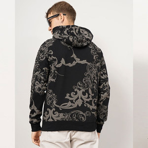 Sudadera con Capucha para Hombre, Estampado Negro, Corte Regular, Tejido de Punto, Ropa Casual de Otoño, Sudaderas con Capucha y Sudaderas de Algodón Jersey para Hombre - Product Image 5