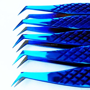 Pince à épiler mini inclinée ASAP de haute qualité, bleu néon, à pointe dentelée, longueur 10 mm, écologique, 1 pièce, en acier inoxydable, pour cils - Product Image 3