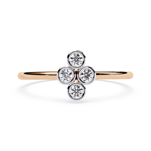 Anillo apilable de oro macizo de 14k para mujer con cuatro diamantes redondos engastados en bisel, ideal para regalo, compromiso, aniversario o boda. - Product Image 5