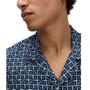 Men’s Pure Cotton Geometric Pattern Button <b>Down</b> Shirt Regular Fit Breathable Casual Street Style Top - Product Image 3