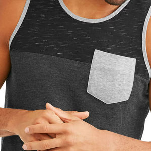 Camiseta sin mangas de poliéster/algodón para hombre, sólida, transpirable, antipilling, de secado rápido, tejida, estilo muscle fit. - Product Image 4
